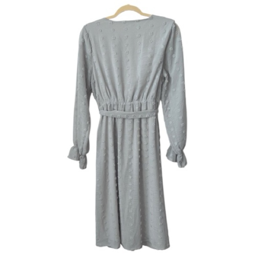 Baltic Born Swiss Dot Long Sleeve Midi Dress Size M In Gray - Picture 6 of 12